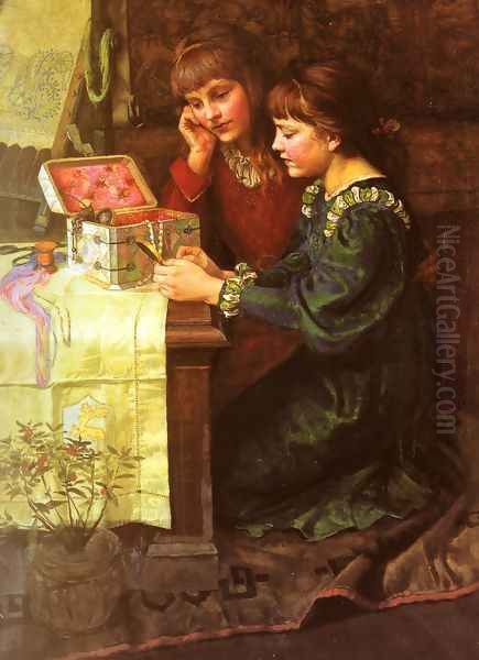 The Sewing Box Oil Painting by Mary L. Gow