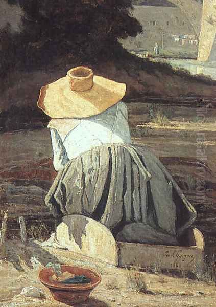 The Washerwoman 1860 Oil Painting by Paul-Camille Guigou