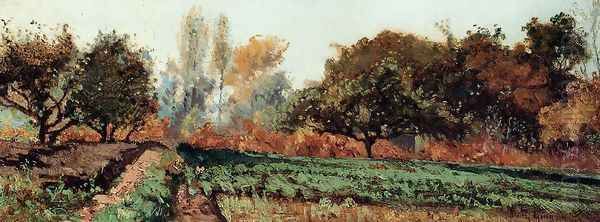 Fields and Trees, Autumn Study Oil Painting by Paul-Camille Guigou