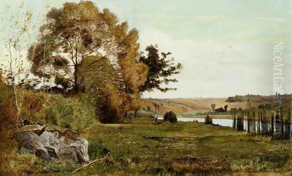 An Autumn Morning Oil Painting by Paul-Camille Guigou