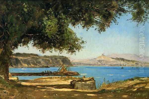 Tamaris by the Sea at Saint-Andre near Marseille Oil Painting by Paul-Camille Guigou