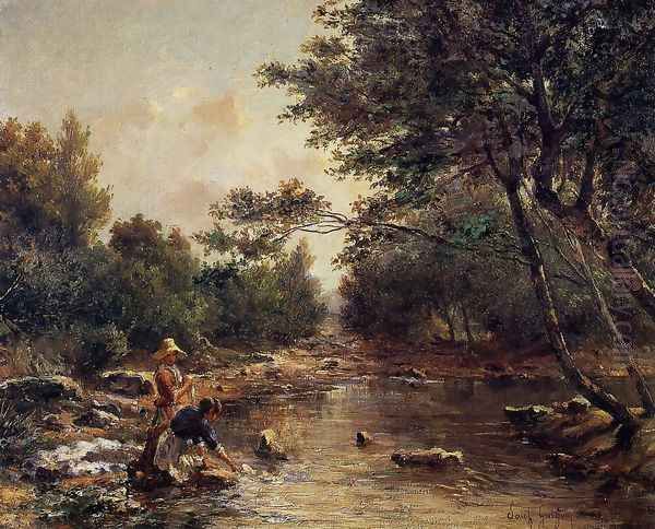 On the Banks of the River Oil Painting by Paul-Camille Guigou