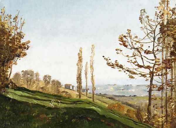 Landscape with Three Poplars Oil Painting by Paul-Camille Guigou