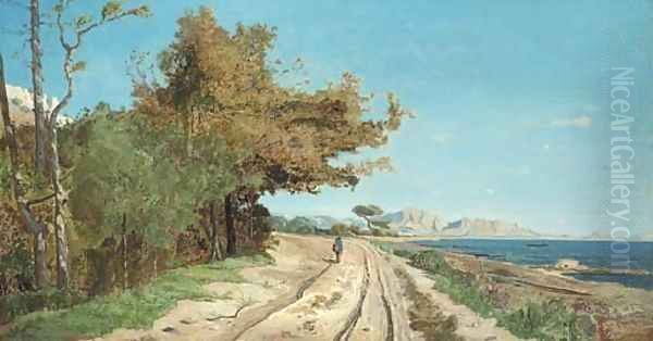 Route au bord de la Mediterranee, pres de Marseille Oil Painting by Paul-Camille Guigou