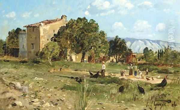 La Ferme aux dindons Oil Painting by Paul-Camille Guigou