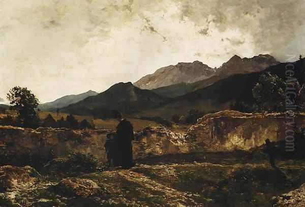 Cemetery in the Mountains Oil Painting by Wojciech Gerson