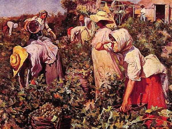 Picking Grapes Oil Painting by Federico Godoy y Castro