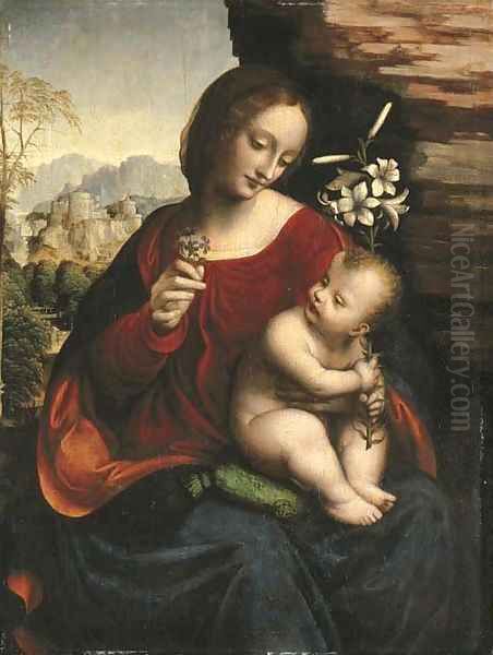 The Madonna and Child in a rocky landscape Oil Painting by Giampietrino