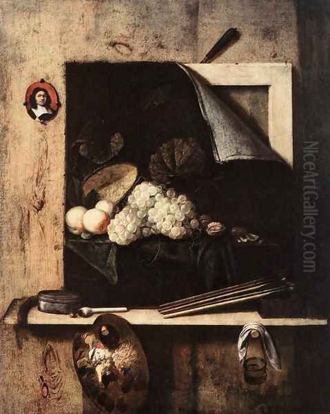 Still-Life with Self-Portrait 1663 Oil Painting by Cornelis Gijsbrechts