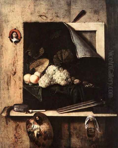 Still-Life with Self-Portrait Oil Painting by Cornelis Gijsbrechts