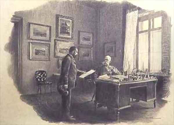 Emperor Franz Joseph I of Austria 1830-1916 at his writing desk at Jagdrock Oil Painting by Wilhelm Gause