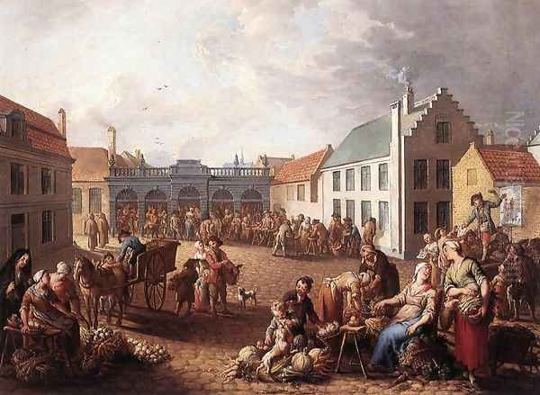 The Pandreitje in Bruges 1778 Oil Painting by Jan Antoon Garemijn