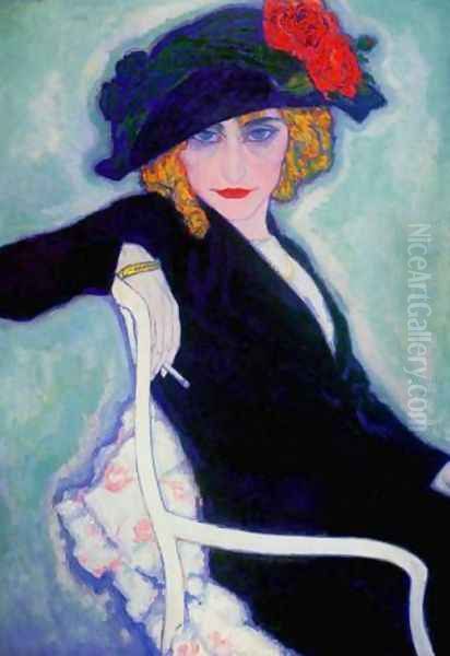 Woman with Cigarette, hat Oil Painting by Leo Gestel