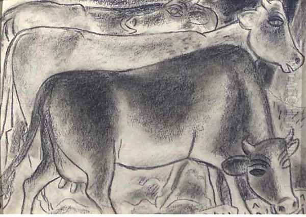 Cows Oil Painting by Leo Gestel