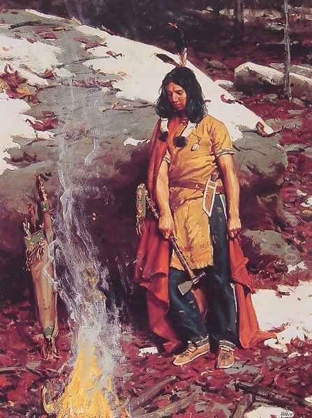 Indian by the Campfire Oil Painting by Gilbert Gaul