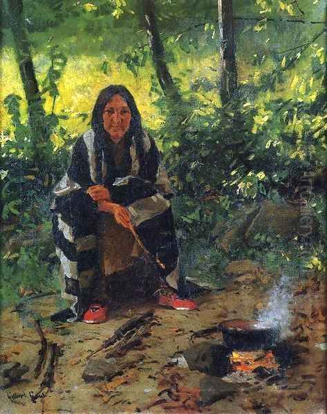 Tending the Fire Oil Painting by Gilbert Gaul