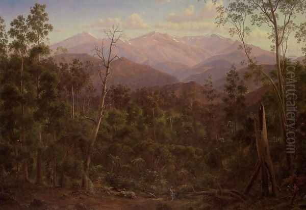 Mount Kosciusko, Seen from the Victorian Border (Mount Hope Ranges) Oil Painting by Eugene von Guerard