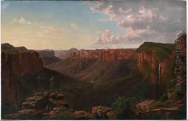 Govetts Leap and Grose River Valley Blue Mountains New South Wales Oil Painting by Eugene von Guerard