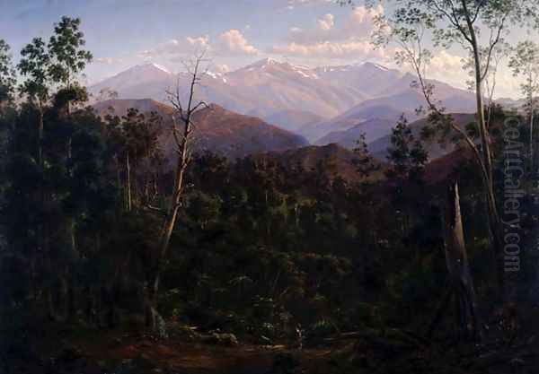 Mount Kosciusko seen from the Victorian Border Mount Hope Ranges Oil Painting by Eugene von Guerard