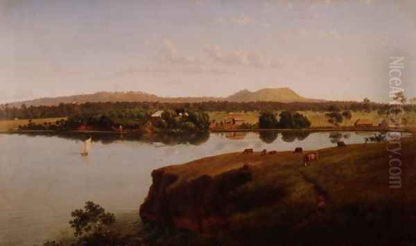 View of Purrumbete Station looking North West Mt Leura and Mt Sugarloaf in the distance Australia Oil Painting by Eugene von Guerard