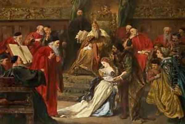 Cordelia in the Court of King Lear Oil Painting by Sir John Gilbert