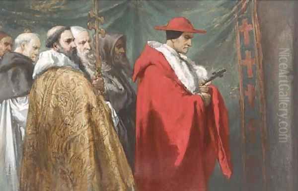 Cardinal Pandolphus at the ex-communication of King John Oil Painting by Sir John Gilbert