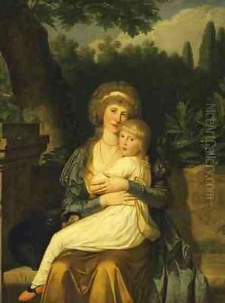 Elizabeth Drummond Lady Hervey and her daughter Elizabeth Oil Painting by Louis Gauffier