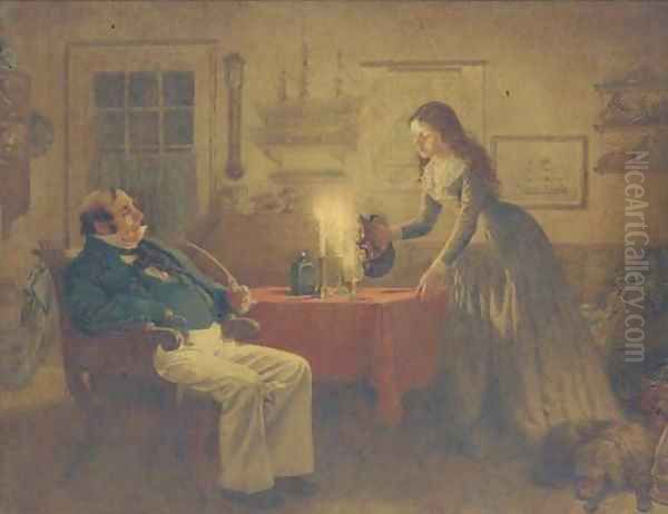 Captain Cuttle and Florence Dombey Oil Painting by Charles Green