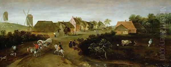 Landscape on the Outskirts of a Village Oil Painting by Jacob Grimmer