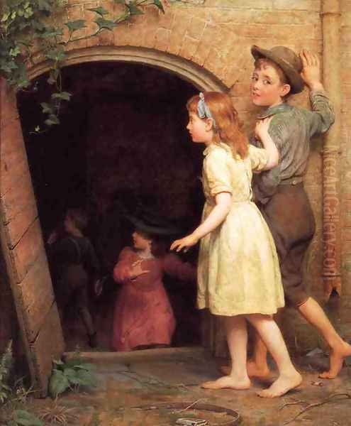 The Haunted Cellar (Who's Afraid) Oil Painting by Seymour Joseph Guy