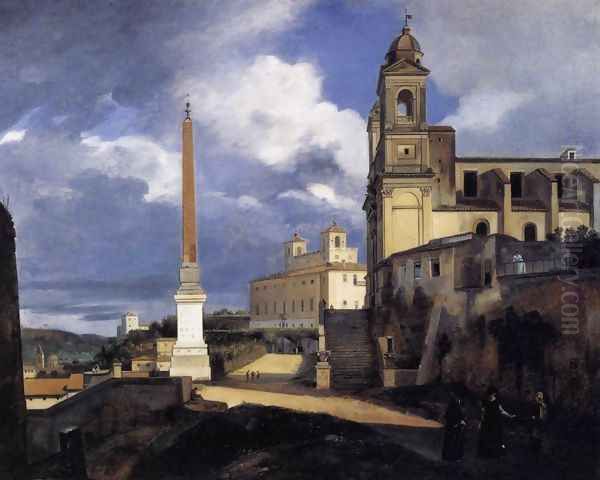 S. Trinita dei Monti and the Villa Medici, Rome 1808 Oil Painting by Francois-Marius Granet