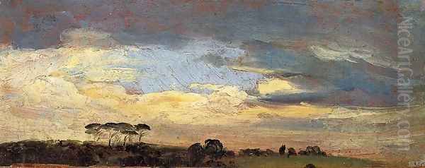 Hilltop with Pines, Evening Light Oil Painting by Francois-Marius Granet