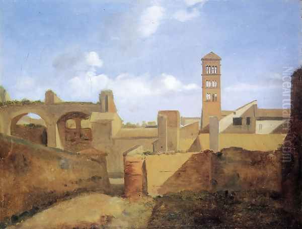 View of the Church of Santa Francesca Romana and the Basilica of Constatine Oil Painting by Francois-Marius Granet