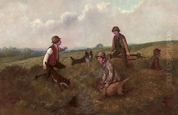 The rabbit hunt Oil Painting by Alfred H. Green