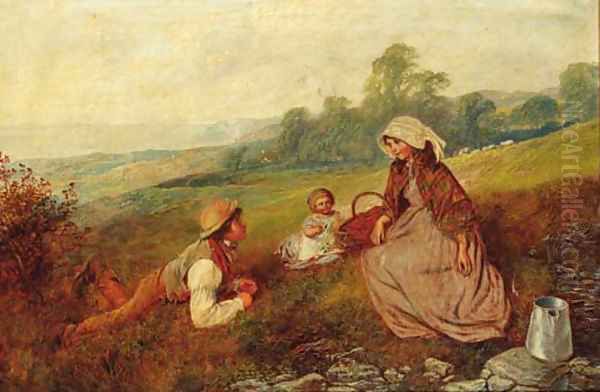 A seaside Picnic Oil Painting by Alfred H. Green