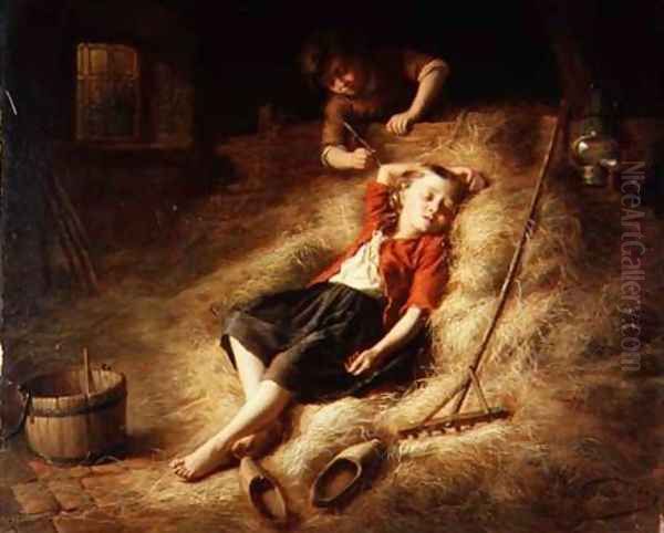 Tickling the Sleeper Oil Painting by Theodore Gerard