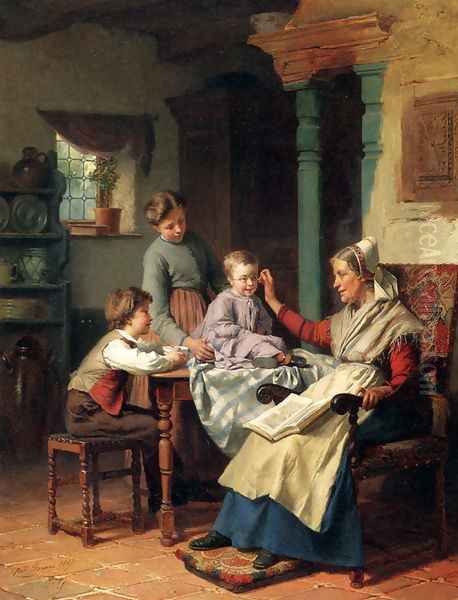 Trying On Grandmother's Spectacles Oil Painting by Theodore Gerard