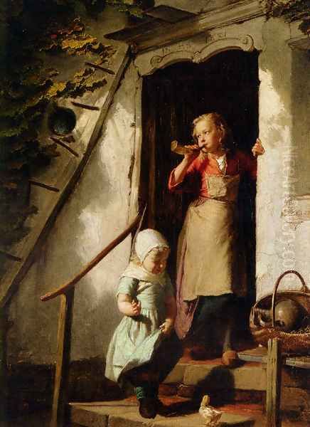 Feeding the Chicks Oil Painting by Theodore Gerard