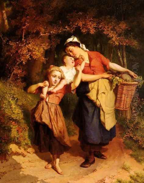 Returning From The Market Oil Painting by Theodore Gerard