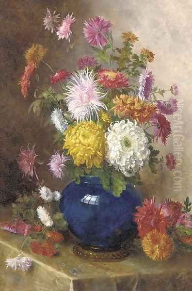 Un bouquet de dahlia Oil Painting by Theodore Gerard