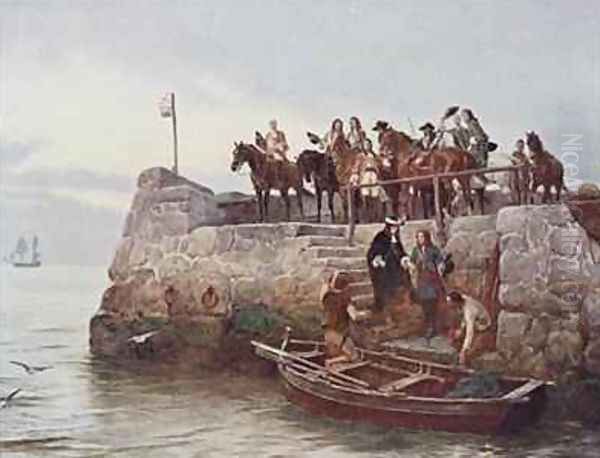 A Lost Cause The Flight of James II 1633-1701 after the Battle of Boyne in 1690 Oil Painting by Andrew Carrick Gow