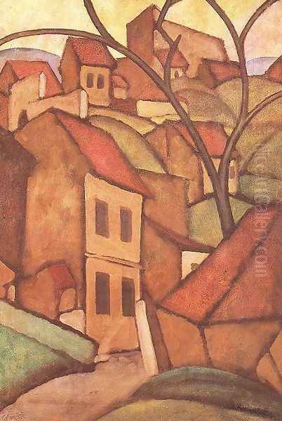 Taban Cityscape in Budapest 1910 Oil Painting by Sandor Galimberti