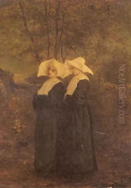 Nuns Oil Painting by Armand Gautier