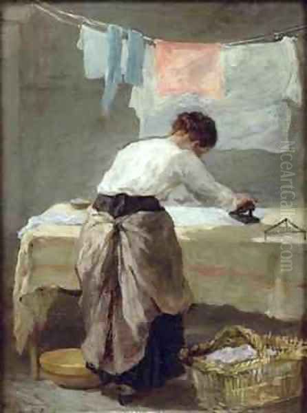 Woman Ironing Oil Painting by Armand Gautier