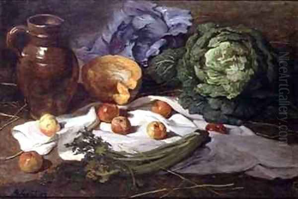 Still Life with Cabbages Oil Painting by Armand Gautier