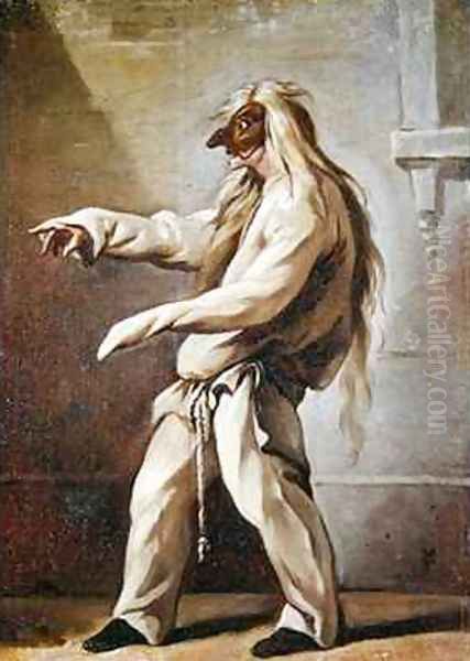 Character from the Commedia dellArte Oil Painting by Claude Gillot