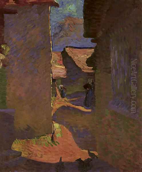 Viottola, 1911 (Dorfgasse) Oil Painting by Giovanni Giacometti