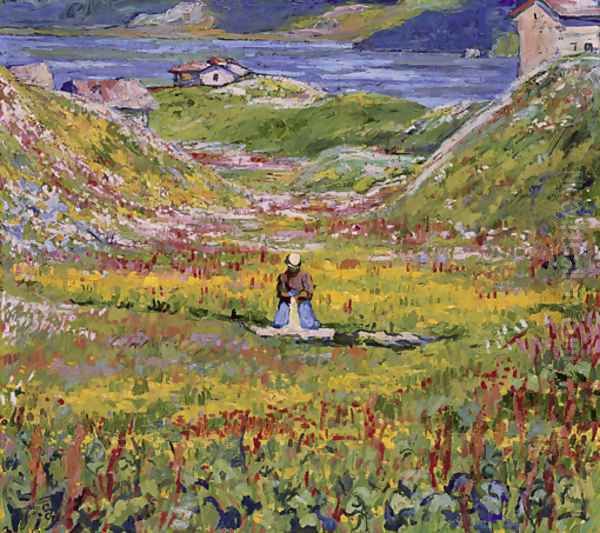 Valle fiorita, 1912-24 (Bluthende Wiesen bei Maloja) Oil Painting by Giovanni Giacometti