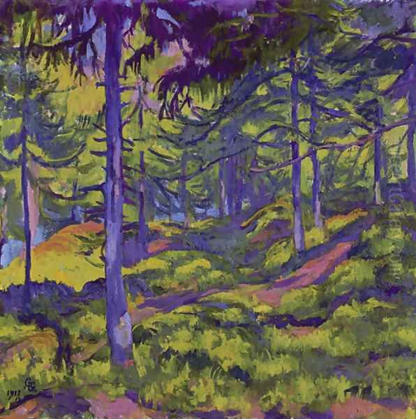 Waldinneres, 1917 Oil Painting by Giovanni Giacometti