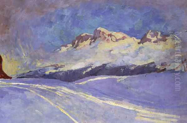 Winterlandschaft bei Maloja, 1917-18 Oil Painting by Giovanni Giacometti